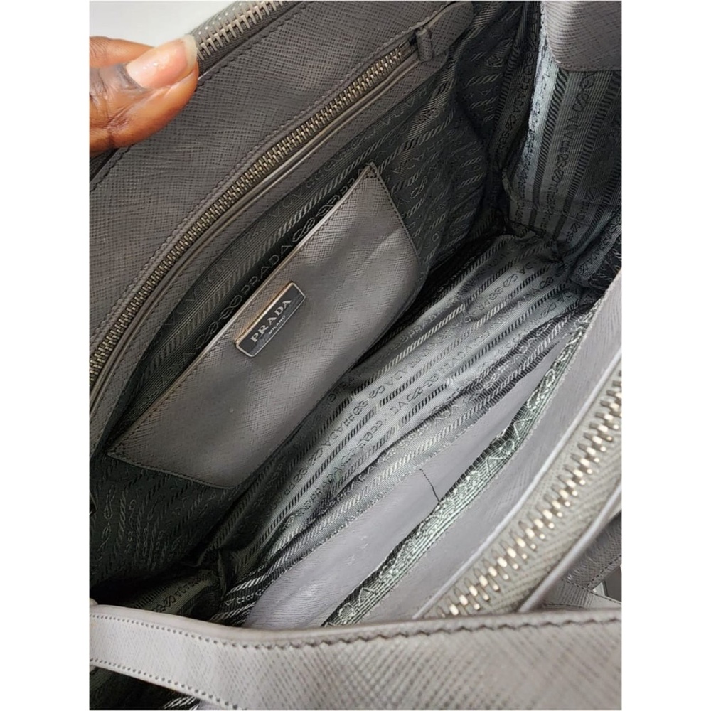 Authentic Prada Saffiano Leather Galleria Double Zip Medium Tote Bag Ash/Grey - Picture 10 of 12
